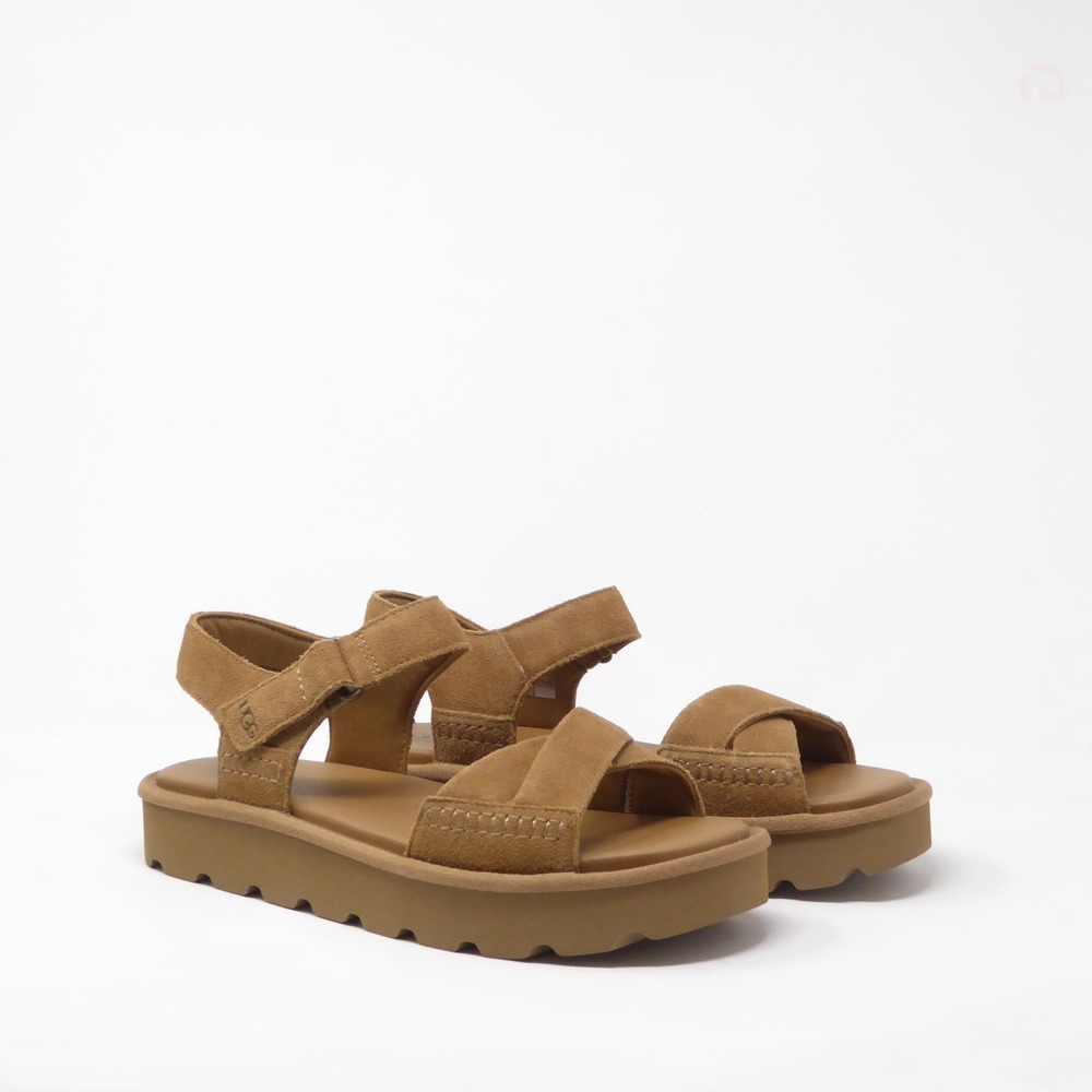 NEW UGG Womens Sungaze Strappy Sandals Chestnut Brown Platform Size 8
